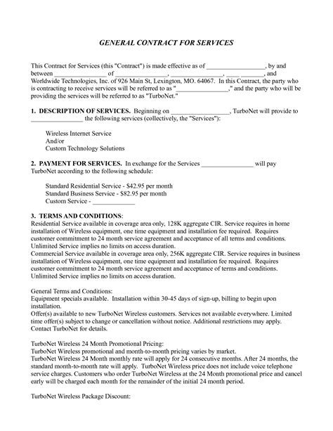 general contract for services template - Free Printable Documents | Contract template, Templates