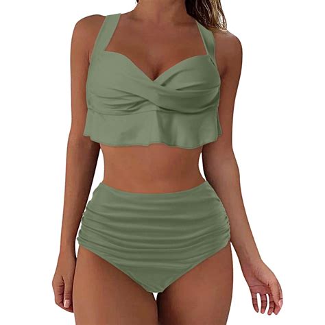 Celivon Womens High Waisted Bikini Sexy Push Up Two Piece Swimsuits Vintage Swimsuit Two Piece