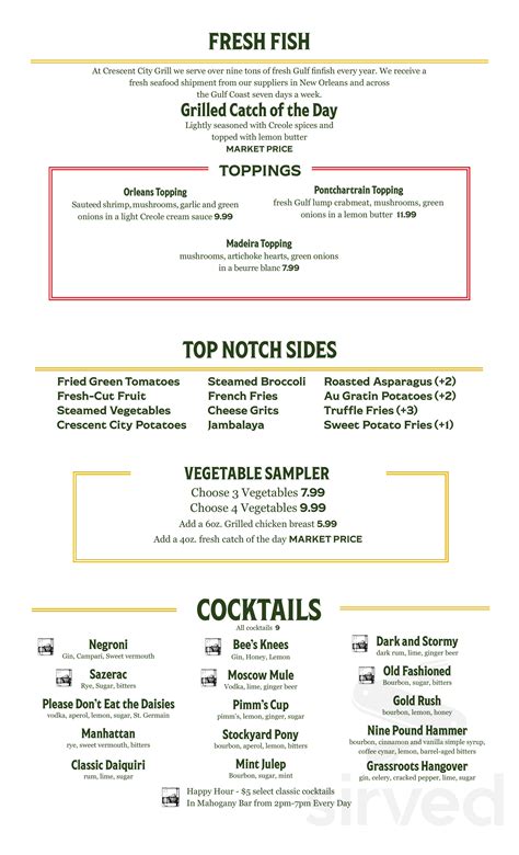 Crescent City Grill menu in Hattiesburg, Mississippi, USA