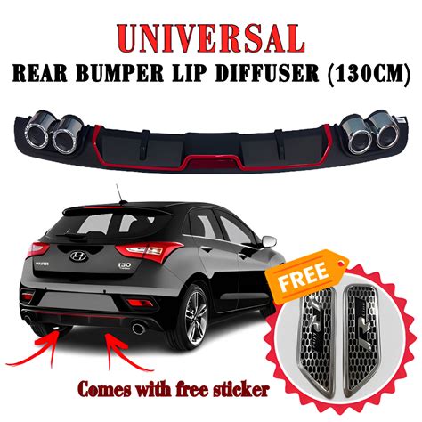 Ld 9267 Universal 130cm Car Rear Bumper Diffusers Lip Spoiler Body Kits Abs Plastic Shopee