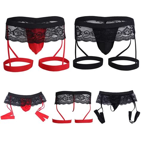 SEXY HERREN SISSY Spitze Bikini Schwul Sissy Höschen Unterwäsche Strumpfband EUR