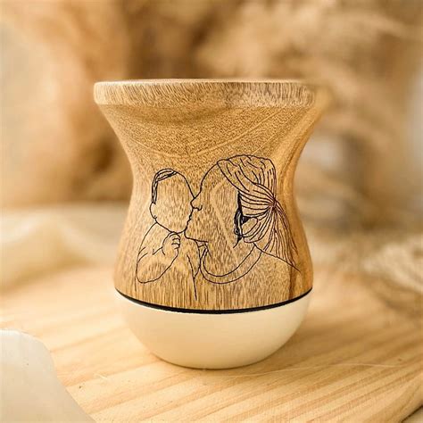 Cuia de Chimarrão Invertida Nude Fosca Madeira Personalizada Laço Velho