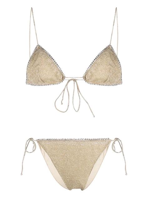 Buy Oseree Shinny Bikini Embellished With Studs Metallic At 28 Off