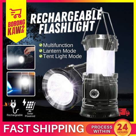 Rechargeable In Solar Ultra Bright Led Camping Flashlight Lampu