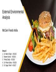 Sma Group External Environment Analysis Mccain India Pptx External