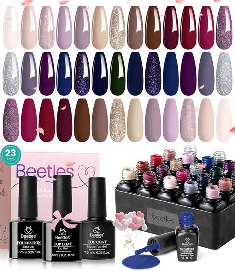Amazon Beetles Gel Polish Pcs Gel Nail Polish Colors Neutral Shimmer Nude Brown Red