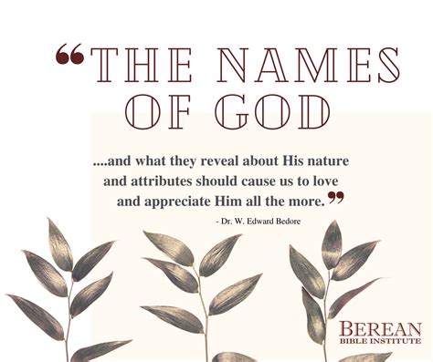 The Names of God - Berean Bible Institute