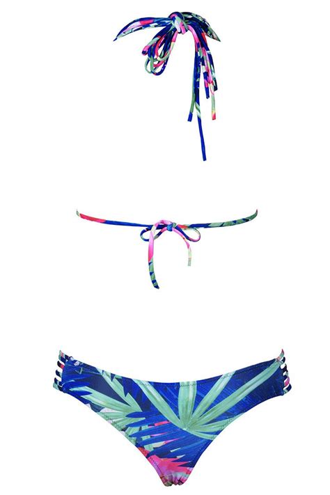 Faithful In Floral Strappy Halter Bikini Set