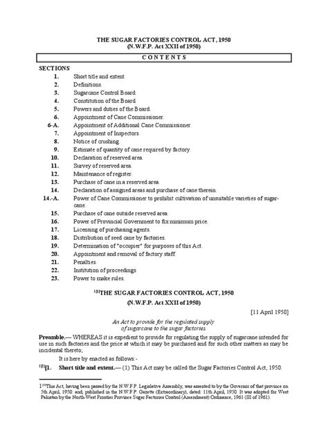 Sugar Factories Control Act 1950 Pdf Sugarcane Fine Penalty