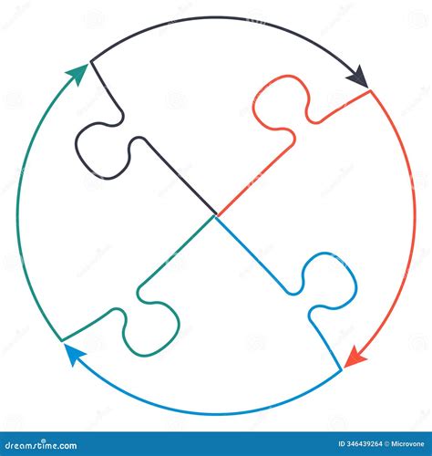 Puzzle Pieces Together. Round Cycle Connect Diagram Stock Illustration