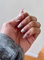 Amazon Rikview French Tip Press On Nails Medium Fake Nails Coffin Acrylic Nails Nude Nails