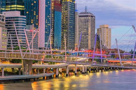 Premium Photo Brisbane City Skyline At Twilight In Australia