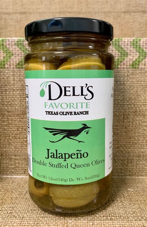 Jalapeno Stuffed Queen Olives 12 Oz Jar Dells Favorite