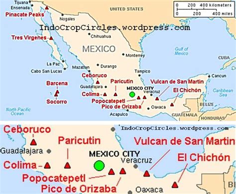 Mexico Volcanoes Map