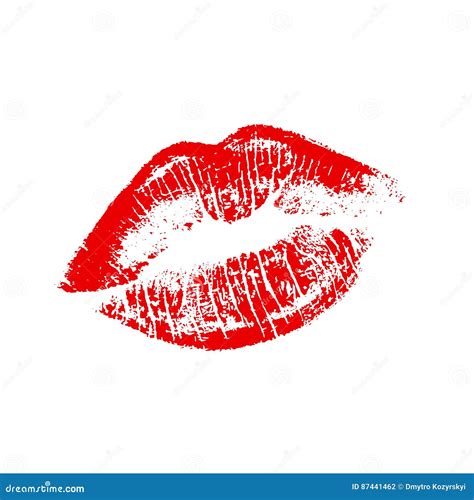 Beso Rojo Del Lápiz Labial En El Fondo Blanco Ilustración Realista Rastro De La Imagen Stock De