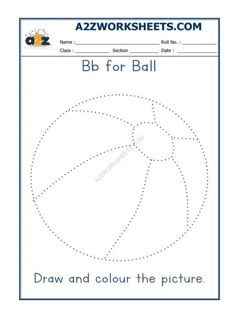 A2Zworksheets:Worksheet of B For Ball Colouring Sheets-Recognition-English