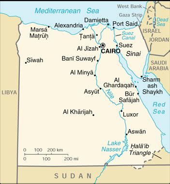 CIA World Map Of Egypt