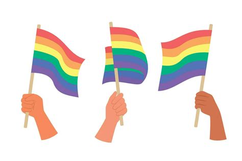 Hands Holding Rainbow Flags For LGBT Gay Pride Concept Illustration 24524746 Vector Art At Vecteezy