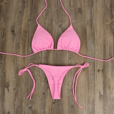 Shop Cheap Triangle Micro Bikini With Padded Swimsuit