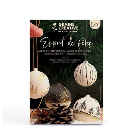 Coffret DIY 4 Boules de Noël en céramique Graine Créative Leroy Merlin