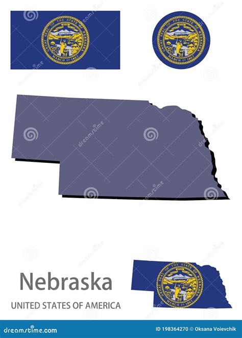 Flag and Silhouette of Nebraska Stock Vector - Illustration of outline