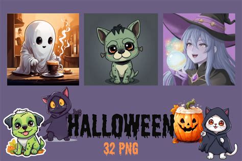 Halloween Witches Ghosts Frankenstein Graphic By Claustronautas