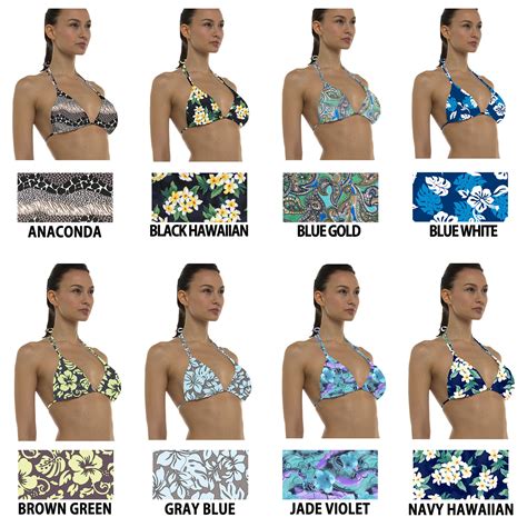 Upf Bikini Stringer Bra Halter String Tie Up Adjustable Hawaiian Prints Fancy Bikini Pih