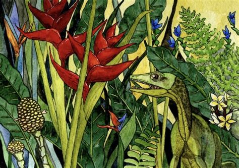 Иллюстрация Компсогнат в стиле живопись | Illustrators.ru