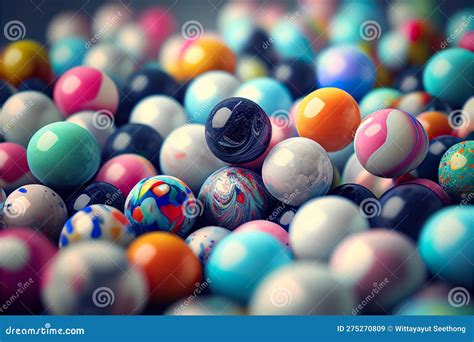 Colorful Glass Marbles Ball In A Close Up Shot For Background Generative Ai Stock Illustration