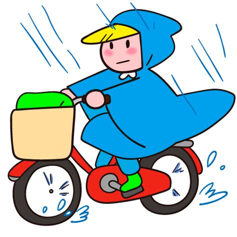 自転車 傘 イラスト