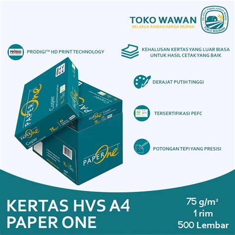 Jual Kertas HVS PAPERONE A4 75 Gram Office Paper Print 1 DUS KARTON 5