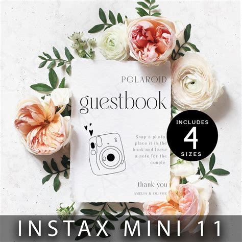 Instax Mini Wedding Instructions Sign Polaroid Camera Guest Book