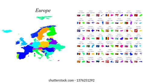 Europe Map Countries National Flags Stock Illustration 1376251292 ...