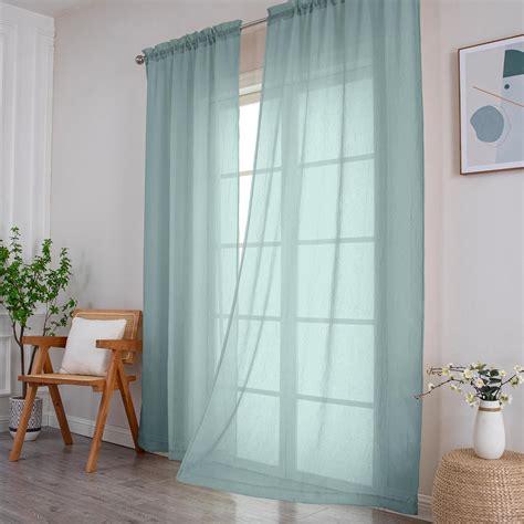 Amazon OWENIE Crushed Voile Sheer Curtains 96 Inch Length 2 Panels