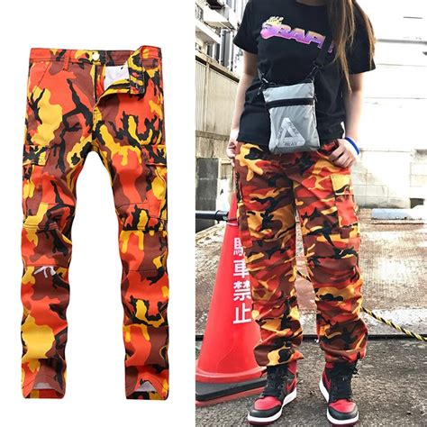 Color Camo Cargo Pants 2017 Mens Fashion Baggy Tactical Trouser Hip Hop