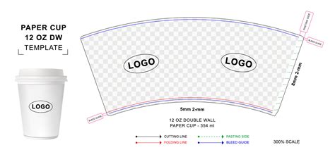 Paper Cup Die Cut Template For 12 Oz Double Wall 16622370 Vector Art At