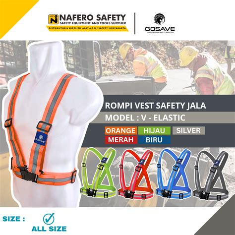 rompi vest safety tipe  elastis gosave orange hijau merah biru