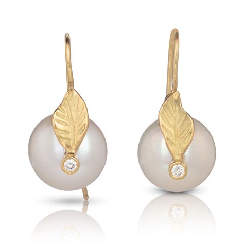 Freshwater Pearl Leaf Drop Earrings