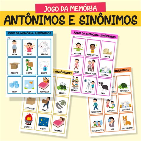 Jogos De Sinônimos E Antônimos Para Imprimir - 521 – JOGO DA MEMÓRIA ANTÔNIMOS E SINÔNIMOS – Tarefinha de Casa ...