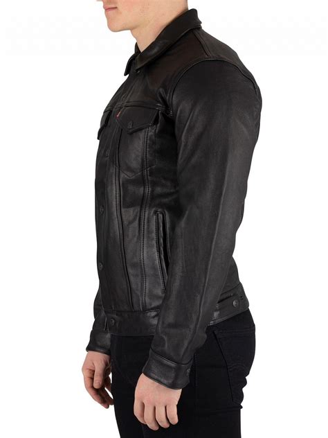 Levi S Type Black Leather Trucker Jacket For Men Lyst