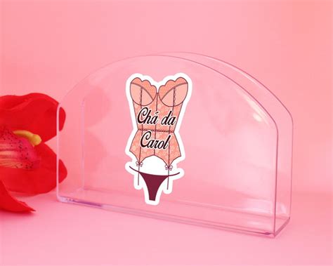 Porta guardanapo de mesa texto Chá de lingerie Elo7