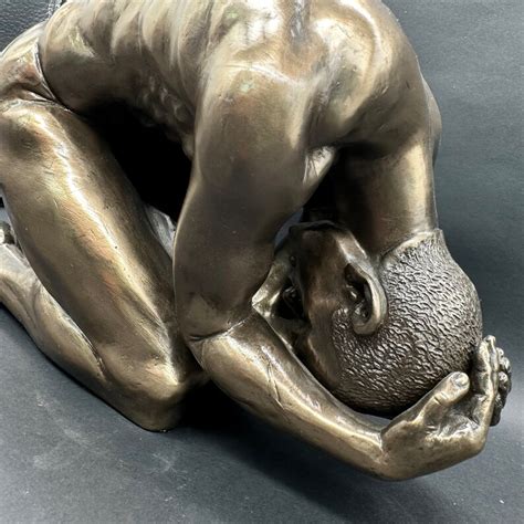 Kneeling And Bowing Nude Male Figurine Statue Etsy