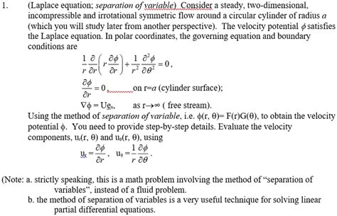 SOLVED 1 Laplace Equation Separation Of Variable Consider A Steady