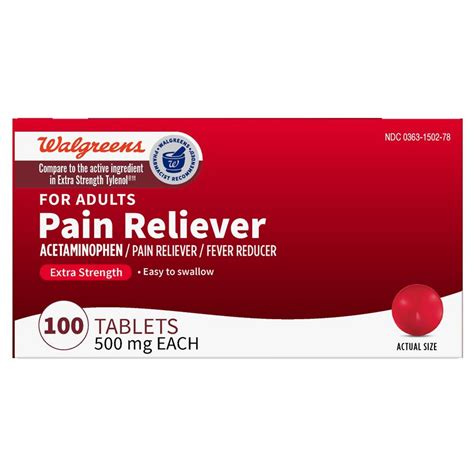 Walgreens Extra Strength Pain Relief Tablets Acetaminophen 500 Mg Walgreens