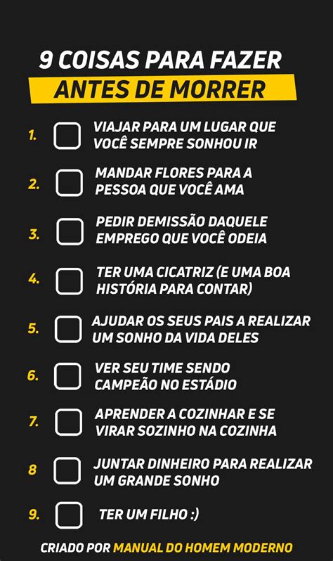 50 Coisas Que O Homem Tem Que Fazer Antes De Morrer Antes De Morrer