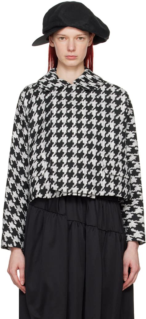 Blouson noir et blanc à motif pied de poule Comme des Garçons Comme des