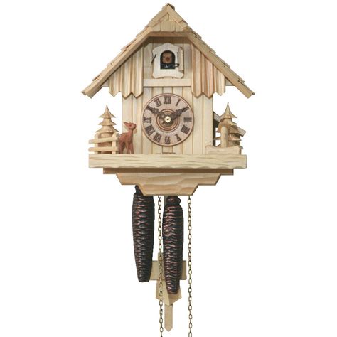 Natural Finish Wood Cuckoo Clock with Deer - CuckooClocks.co.uk