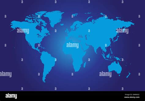 world map vector flat blue color Stock Photo - Alamy