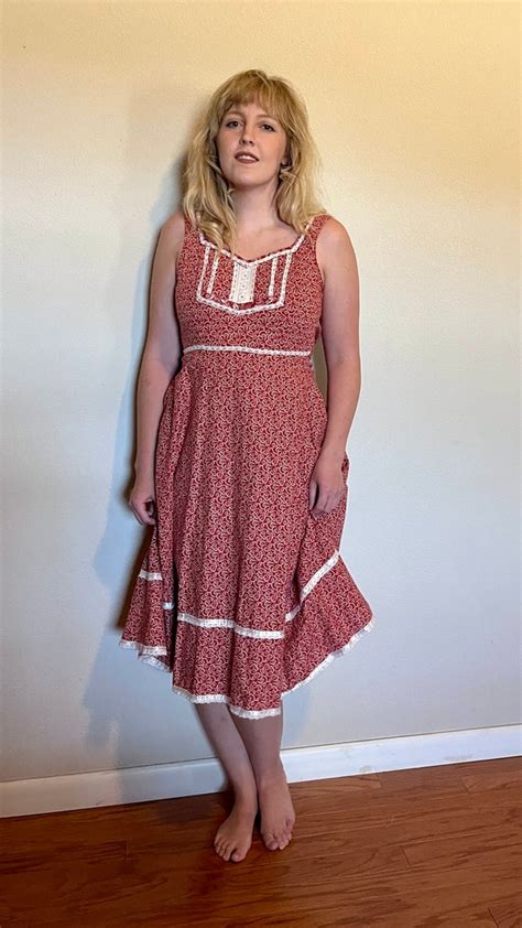 Vintage 1970s Gunne Sax By Jessica McClintock Red Ca Gem