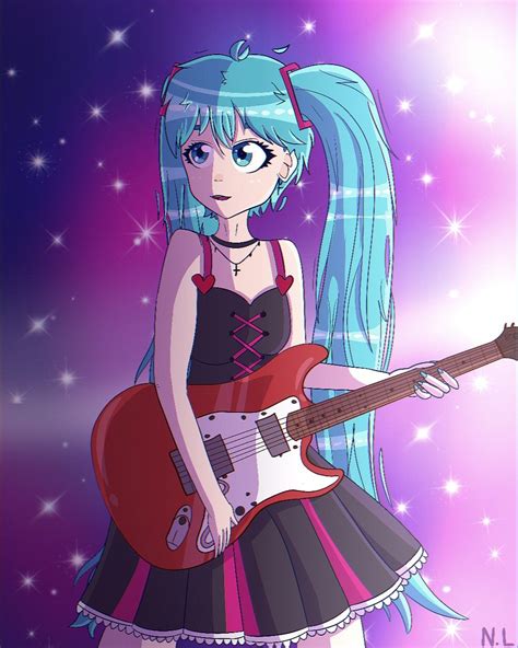 Hatsune Miku Drawing Colorful Stage And Cute Band